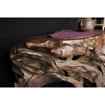 桑原木  自然木 刳貫火鉢　X119 