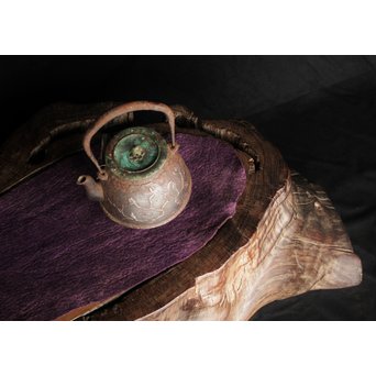 桑原木  自然木 刳貫火鉢　X119 