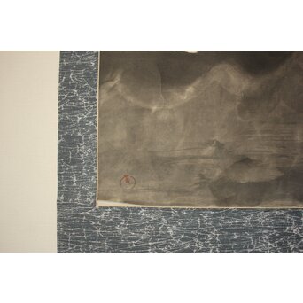 石井淡笑斎 山の画 水墨掛軸　Z092 