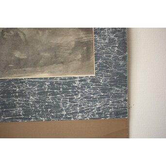 石井淡笑斎 山の画 水墨掛軸　Z092 