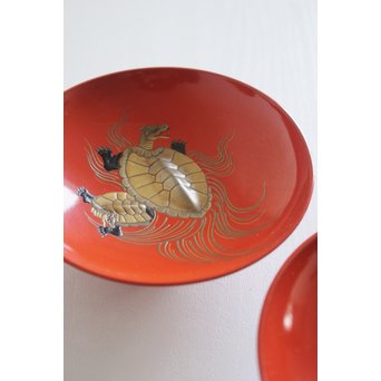 霊亀高蒔絵 五つ組盃　Q052 