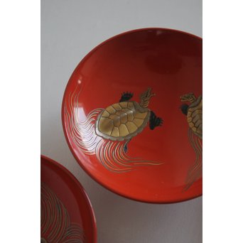 霊亀高蒔絵 五つ組盃　Q052 