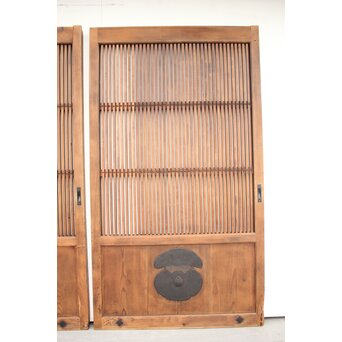 珍品 対の巾着金具格子蔵戸　W960Y 