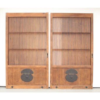 珍品 対の巾着金具格子蔵戸　W960Y