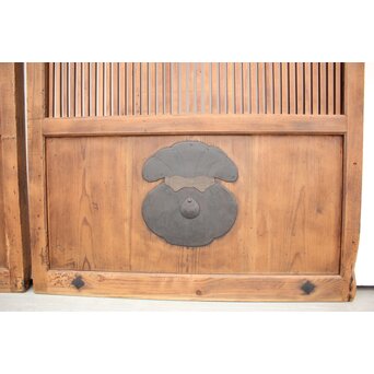 珍品 対の巾着金具格子蔵戸　W960Y 