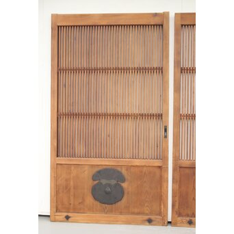 珍品 対の巾着金具格子蔵戸　W960Y 