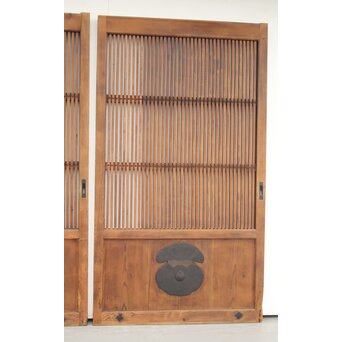 珍品 対の巾着金具格子蔵戸　W960Y 