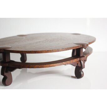 指物師 伊藤小平 楕円式木象嵌卓　X124 