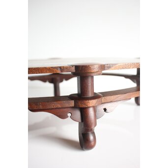 指物師 伊藤小平 楕円式木象嵌卓　X124 