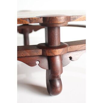 指物師 伊藤小平 楕円式木象嵌卓　X124 