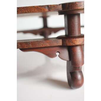 指物師 伊藤小平 楕円式木象嵌卓　X124 