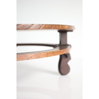 指物師 伊藤小平 楕円式木象嵌卓　X124 