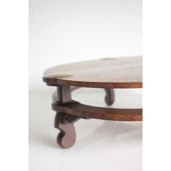 指物師 伊藤小平 楕円式木象嵌卓　X124 