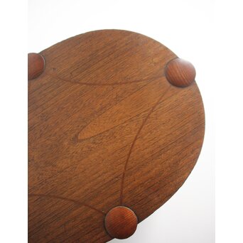 指物師 伊藤小平 楕円式木象嵌卓　X124 