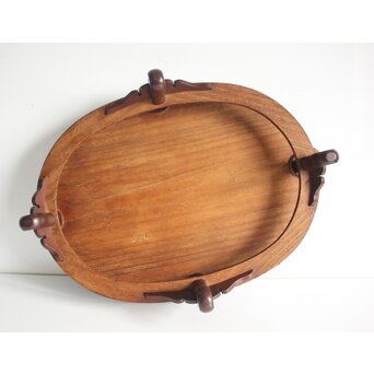 指物師 伊藤小平 楕円式木象嵌卓　X124 