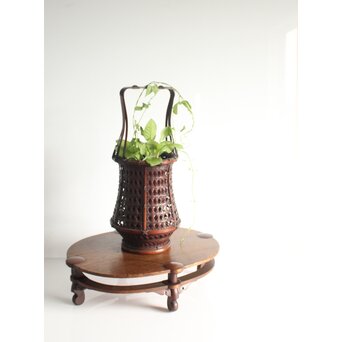 指物師 伊藤小平 楕円式木象嵌卓　X124 