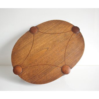 指物師 伊藤小平 楕円式木象嵌卓　X124 