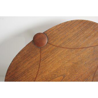 指物師 伊藤小平 楕円式木象嵌卓　X124 