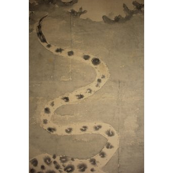 まくり一対 虎と彪 水墨画　Z095 