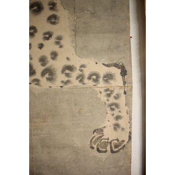 まくり一対 虎と彪 水墨画　Z095 