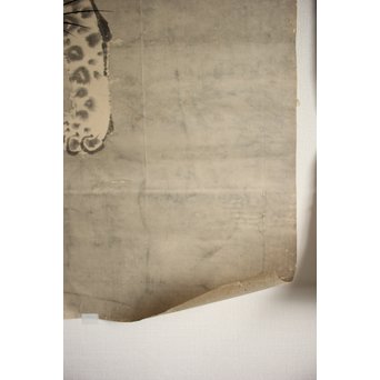 まくり一対 虎と彪 水墨画　Z095 