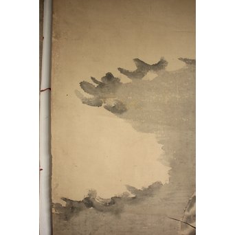 まくり一対 虎と彪 水墨画　Z095 