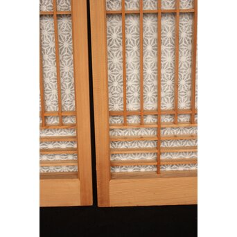 麻模様障子 白木書院 4枚1組　R2459 自然光でも麻模様が確認できます