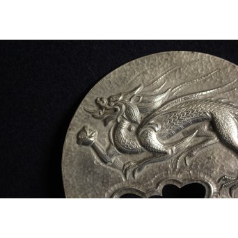 大須賀喬 銀レリーフ 彫金香炉蓋　M122 