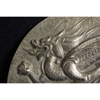 大須賀喬 銀レリーフ 彫金香炉蓋　M122 