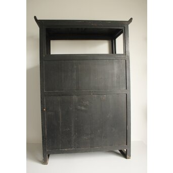 李朝 貴族屋敷内室手 人物草花文 螺鈿飾棚　Q059 