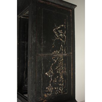 李朝 貴族屋敷内室手 人物草花文 螺鈿飾棚　Q059 