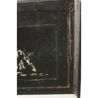 李朝 貴族屋敷内室手 人物草花文 螺鈿飾棚　Q059 