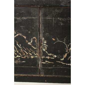 李朝 貴族屋敷内室手 人物草花文 螺鈿飾棚　Q059 