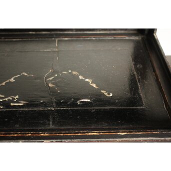 李朝 貴族屋敷内室手 人物草花文 螺鈿飾棚　Q059 