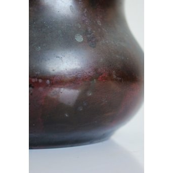 三代本間琢斎 斑柴銅 花紋 如意紐 建水　M125 