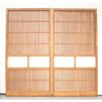 白木 中貫格子 ダイアガラス戸 4枚1組　L987 