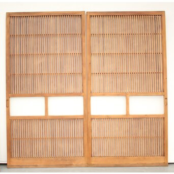 白木 中貫格子 ダイアガラス戸 4枚1組　L987 
