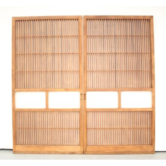 白木 中貫格子 ダイアガラス戸 4枚1組　L987 