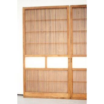 白木 中貫格子 ダイアガラス戸 4枚1組　L987 