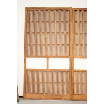 白木 中貫格子 ダイアガラス戸 4枚1組　L987 