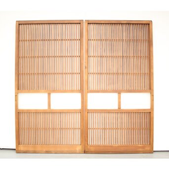 白木 中貫格子 ダイアガラス戸 4枚1組　L987 