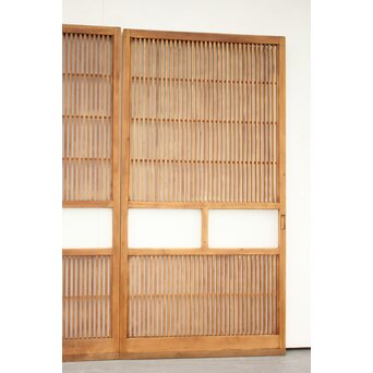 白木 中貫格子 ダイアガラス戸 4枚1組　L987 