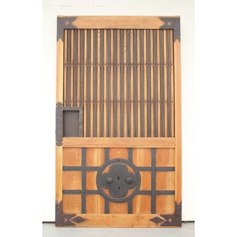 重厚鉄金具 総欅格子蔵戸　W964