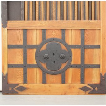 重厚鉄金具 総欅格子蔵戸　W964 