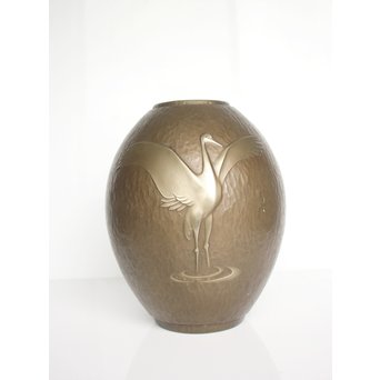 根箭忠緑 鶴文花瓶　M126 