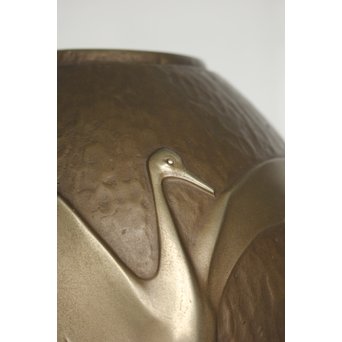 根箭忠緑 鶴文花瓶　M126 