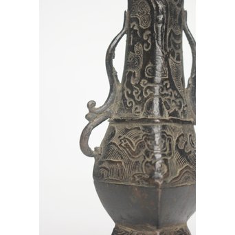 古銅饕餮文 双耳花器/香箸立　M127 