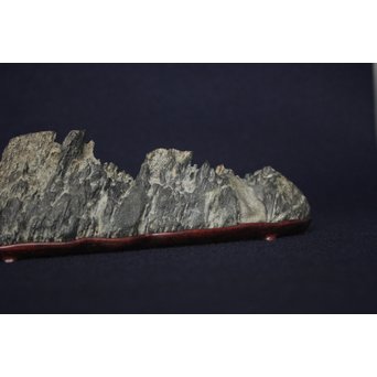 茶人一雨極箱 銘「峻」佐治川石 水石 盆石 鑑賞石 自然石　U084 