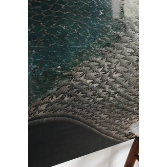 角野岩次 輪島塗沈金涛隅小屏風　Q060 