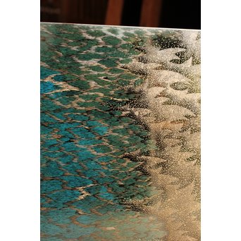 角野岩次 輪島塗沈金涛隅小屏風　Q060 